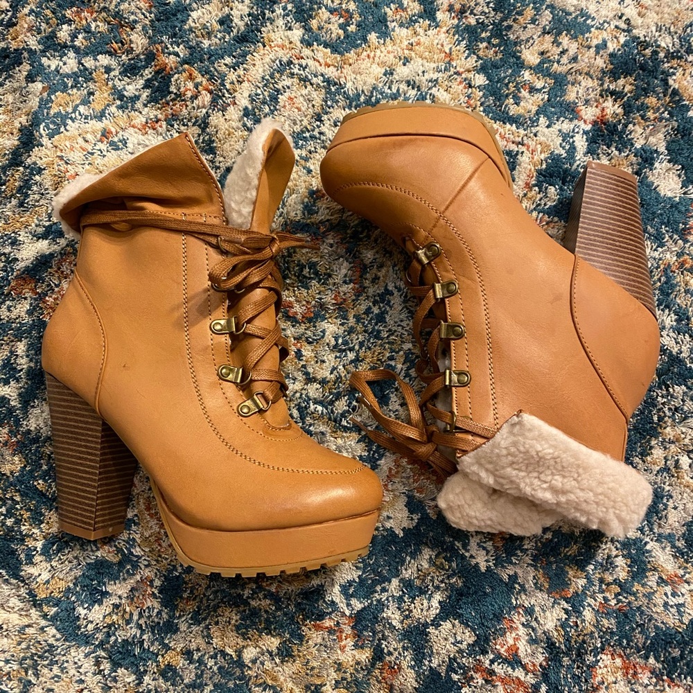 Faux Shearling Platform Bootie
